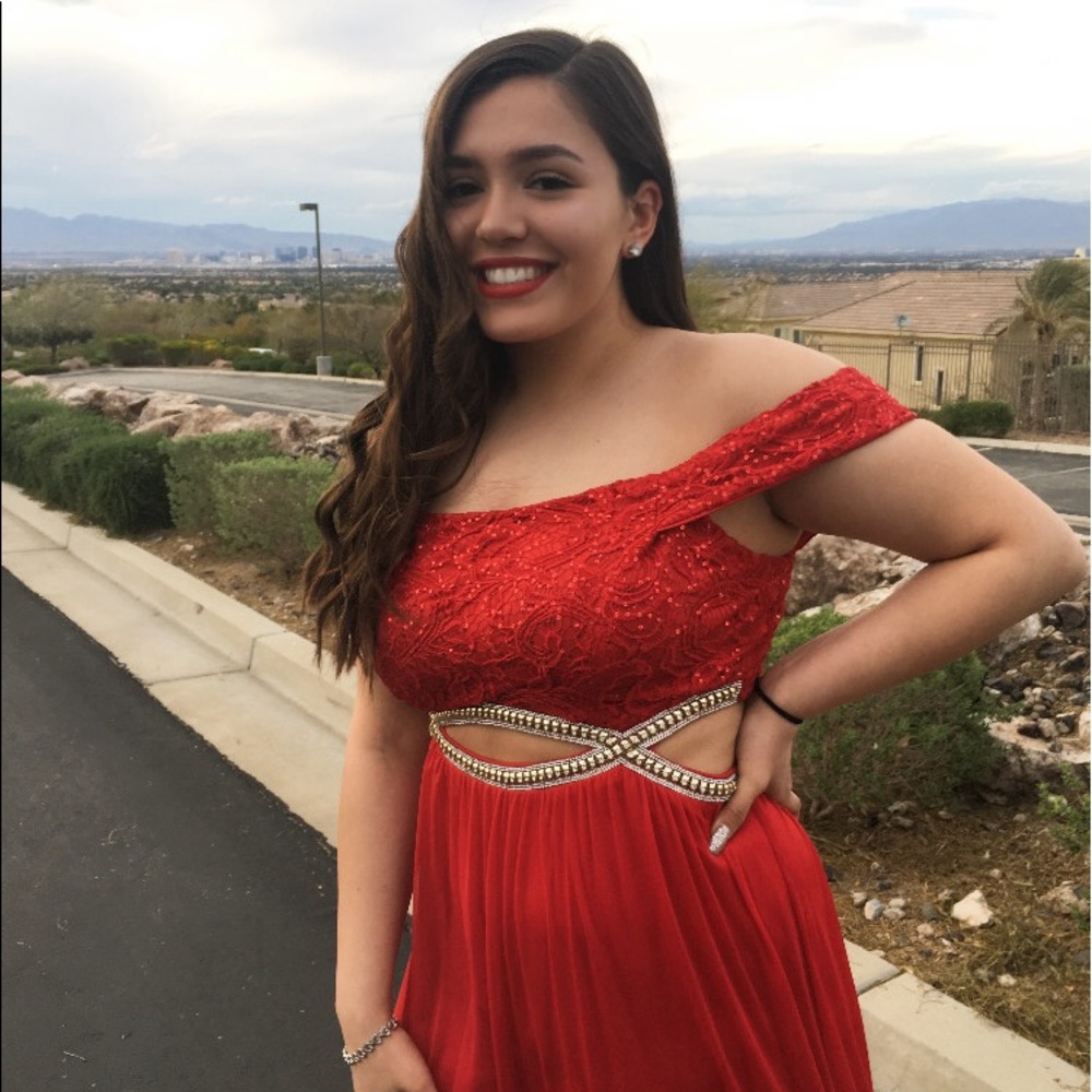 A red prom dress from Macy’s